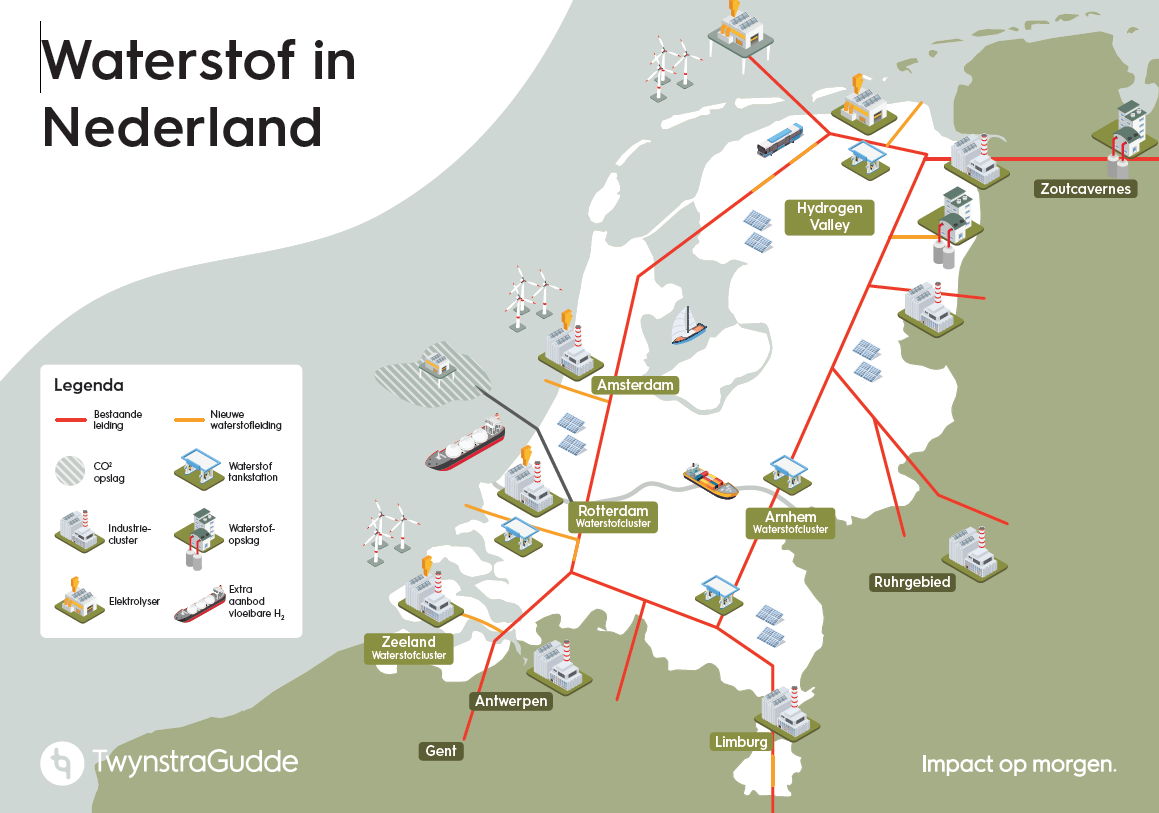 Kaart Waterstof in NL